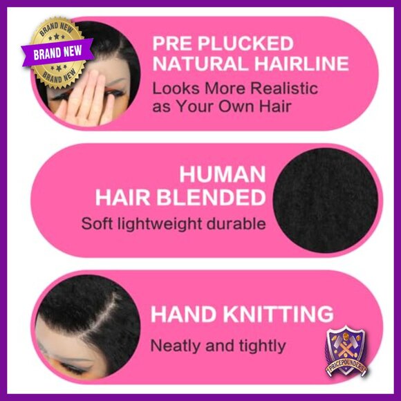 13x4 Lace Front Wig 18 Inch Human Hair Blended Afro Kinky Curly